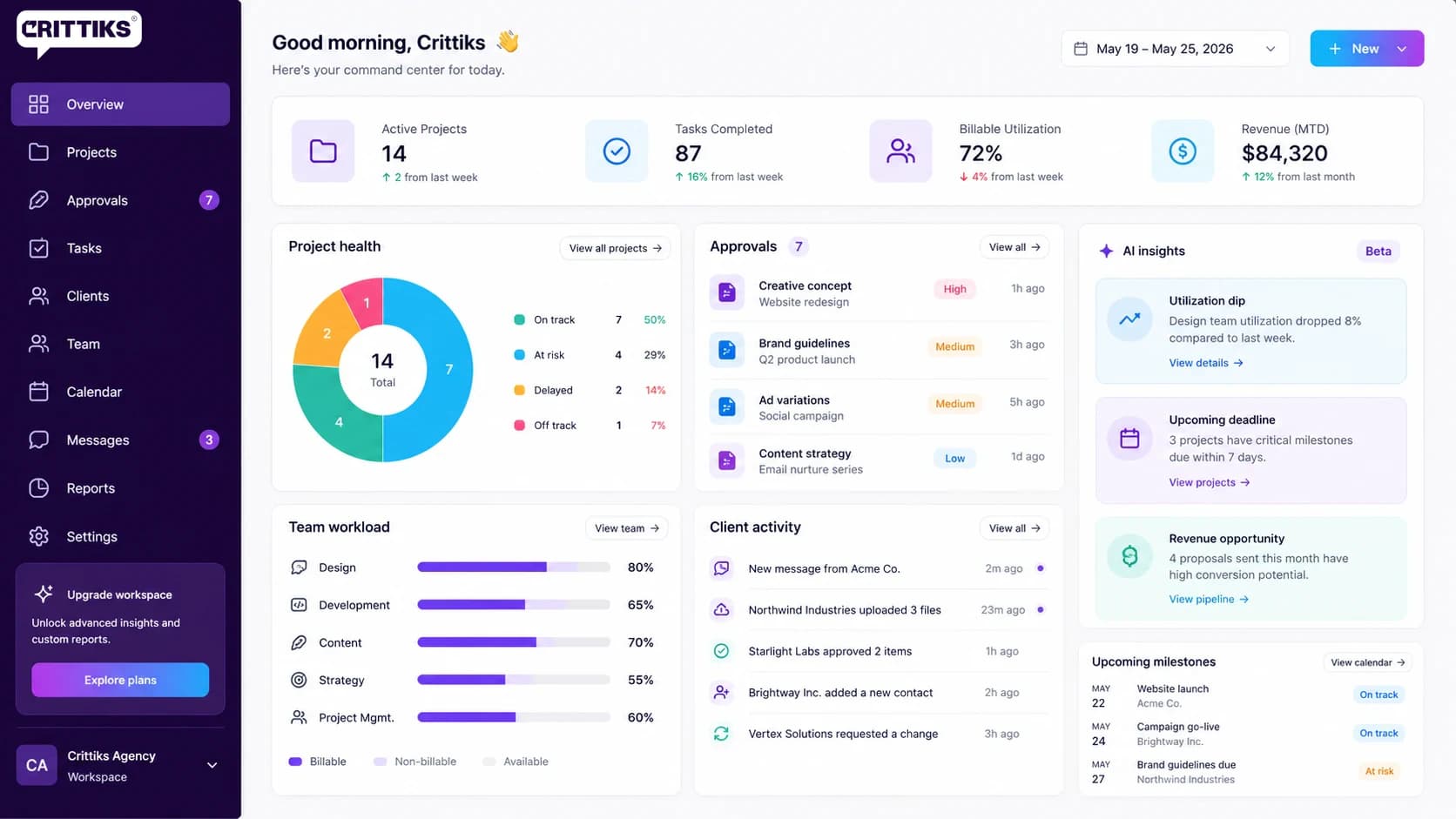 Command center product mockup